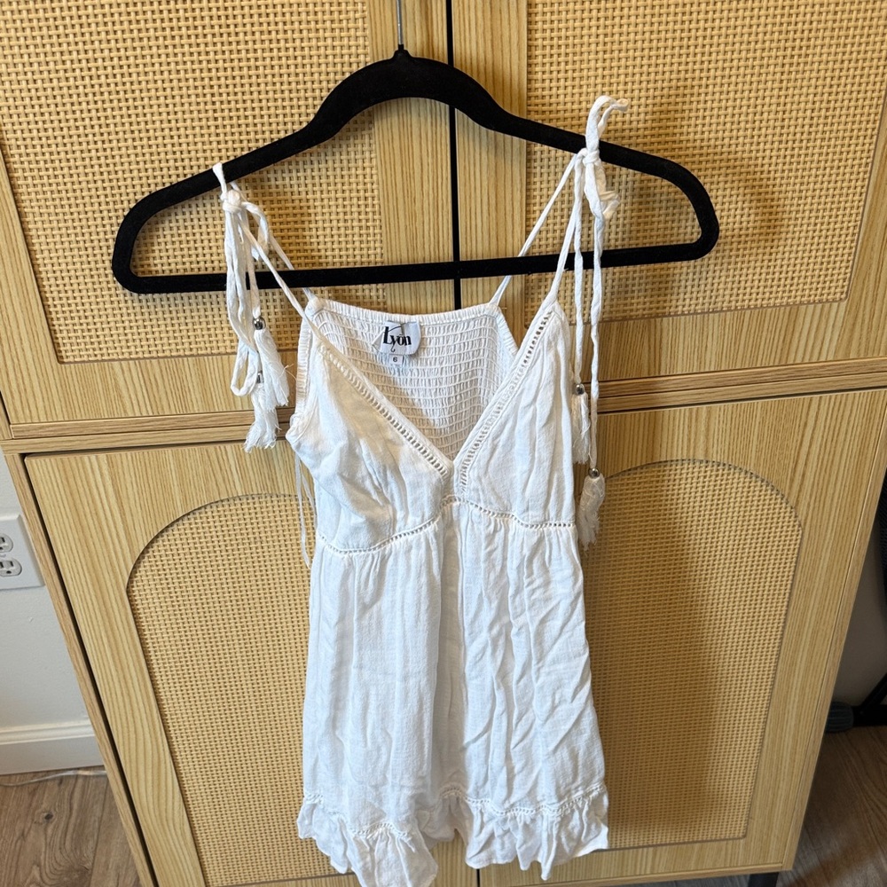 White Crochet Tie-Strap Dress